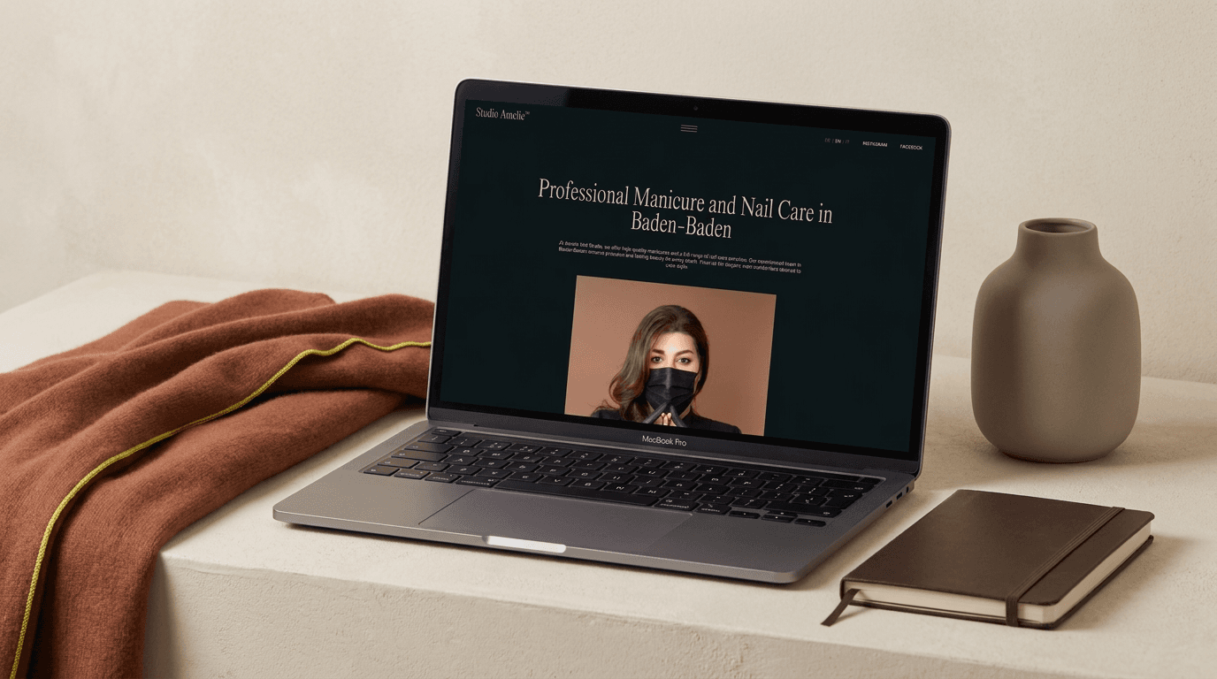 A trilingual storefront for Baden-Baden's award-winning nail and PMU studio